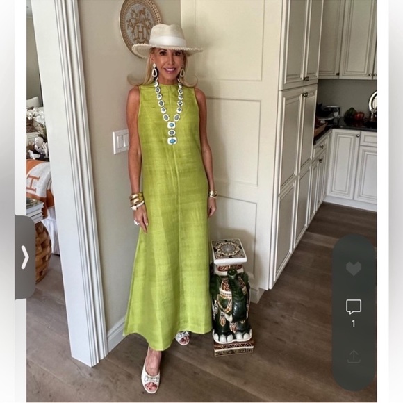 Julia Amory Silk Dupioni Jane Sleeveless Dress in Chartreuse Medium NWT rare - Picture 7 of 7